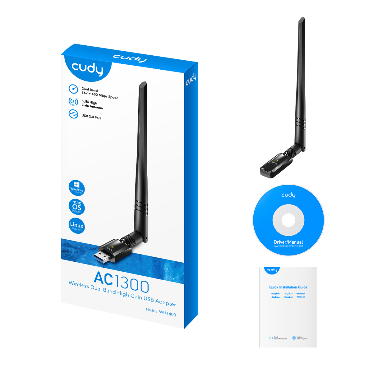 WU1400 - AC1300 Wi-Fi High Gain USB 3.0 Adapter