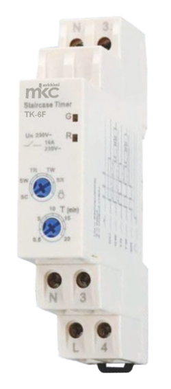 TK-6F - Temporizzatore elettronico luce scale Guida DIN 1 modulo, con 6 funzioni