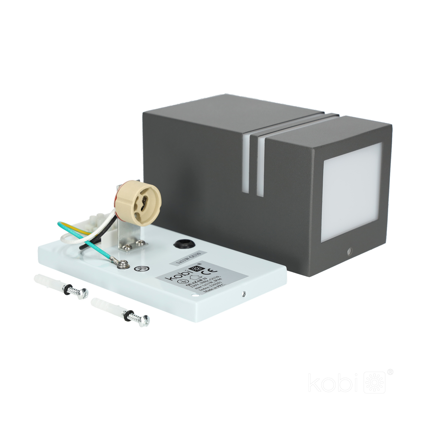 QUAZAR 11 - applique da esterno monoemissione 1xGU10 IP44 grigia, KOBI