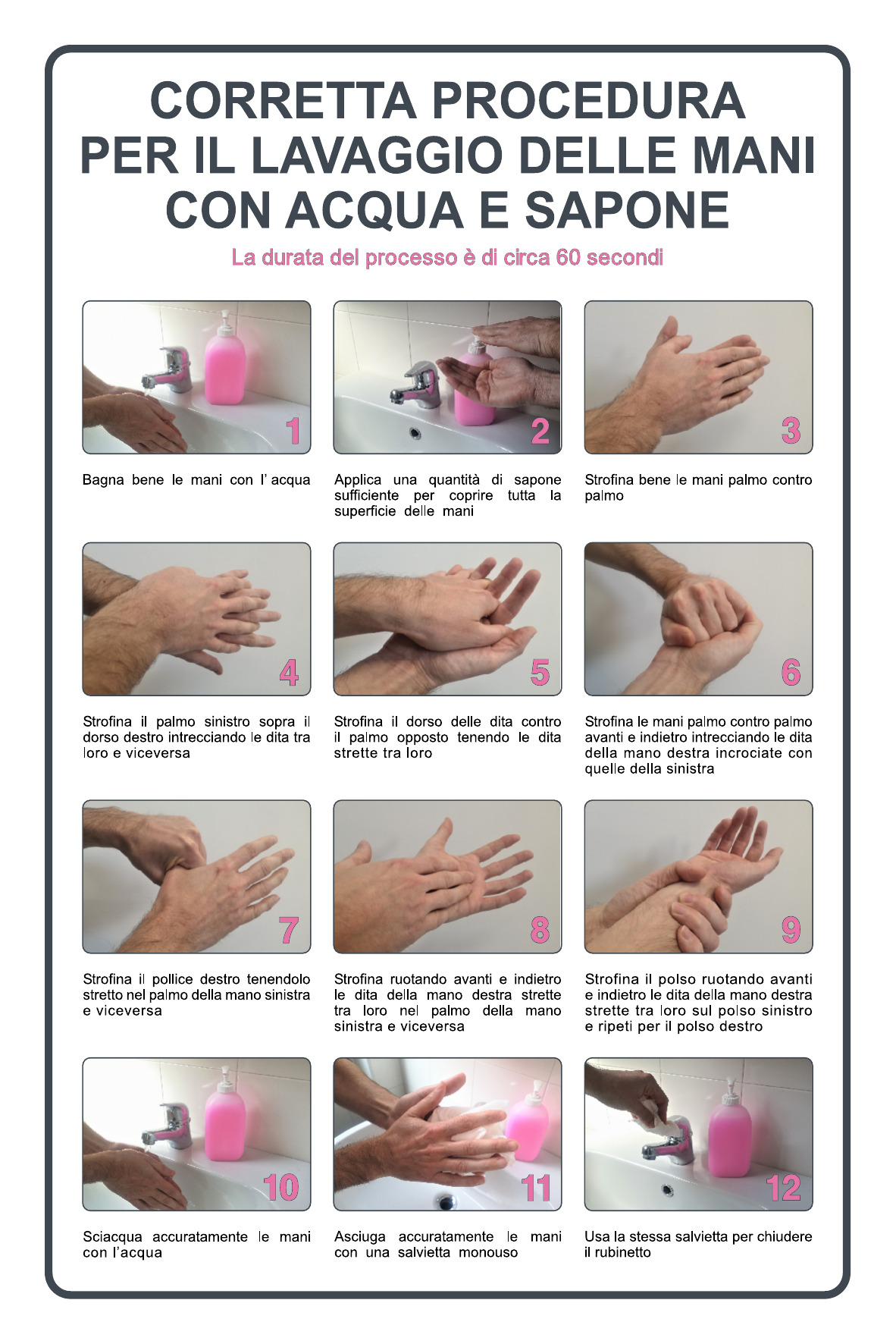 Cartello Alluminio Lavaggio mani con sapone