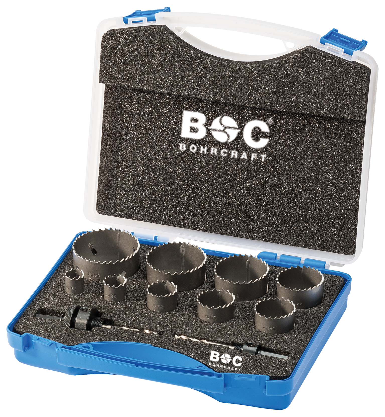 BOHRCRAFT 19001330009 Assortimento 9 seghe a tazza 19/22/29/35/38/44/51/57/64mm +2 attacchi per frese 14-30/32-210mm,11pz