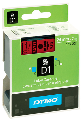 Nastro di scrittura D1 - 24 mm x 7 m Nero/Rosso
