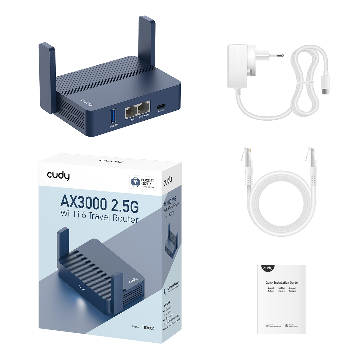 TR3000 - AX3000 2.5G Wi-Fi 6 VPN Travel Router