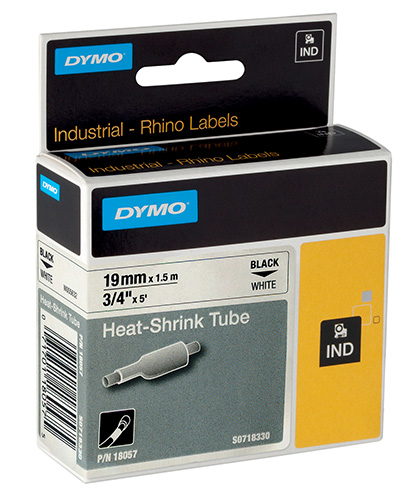 DYMO 470004168 Rhino Termo Restringente Nero su Bianco - 12mm x 1,5m