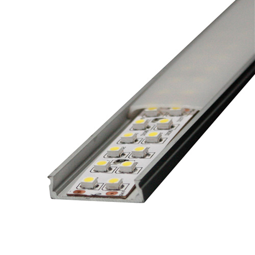Profilo alluminio per stripled da 20mm copertura chiara piana 2mt. LR43- COVER MKC Light