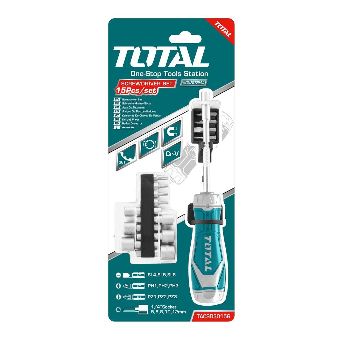 Cacciavite a cricchetto - 14 punte incluse TACSD30156
