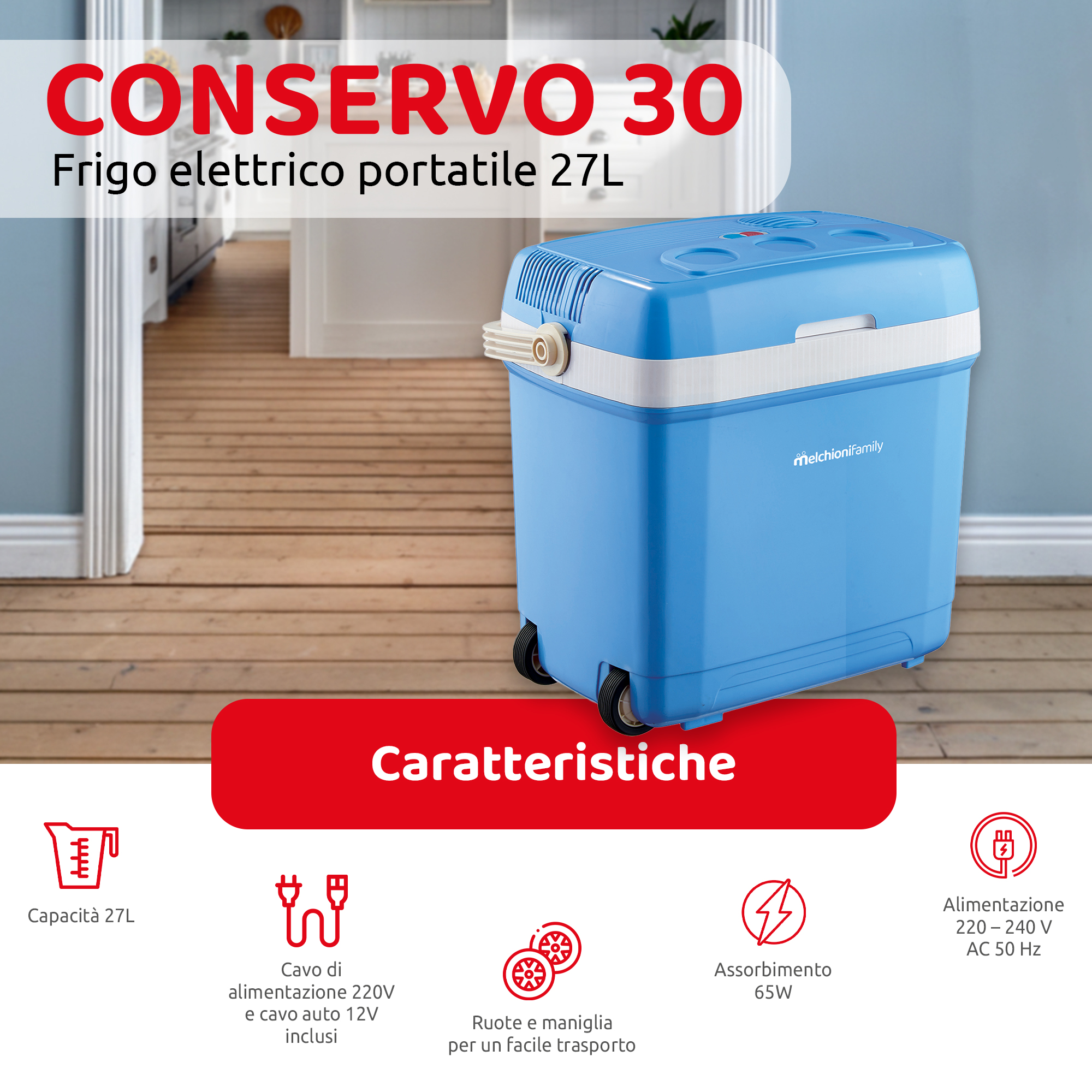 Frigo elettrico portatile CONSERVO30 - 27L, 12/220-240V