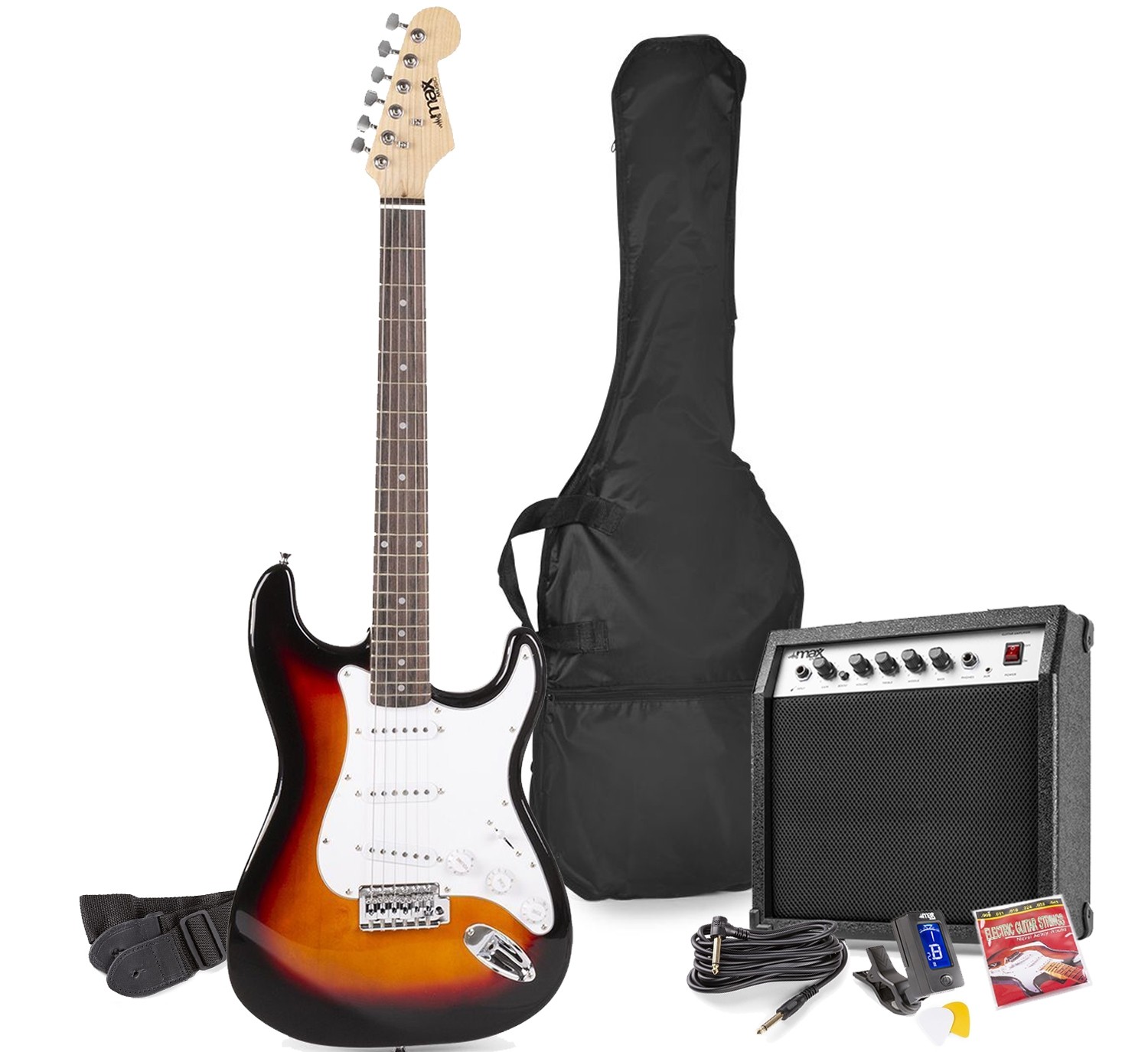 Set Chitarra elettrica + Amplificatore + Accessori Mod.Gig Kit sunburst