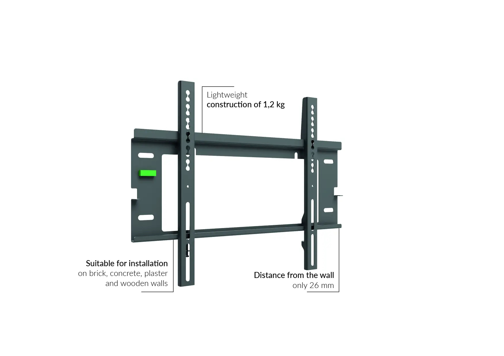 EWB100c-B - Supporto universale a parete piatto per schermi da 32-43”.