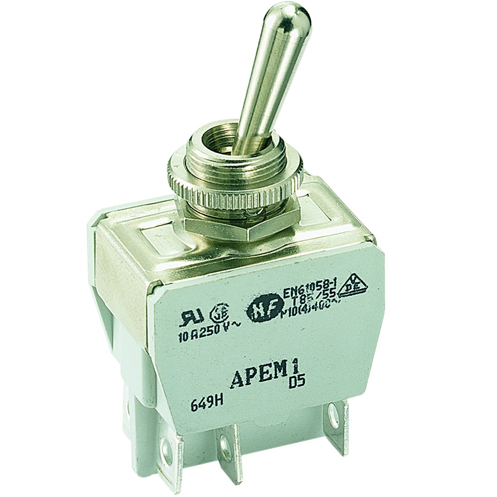 INTER.BIP. LEVA METALLICA C/6,3 15A 250V - ON/ON APEM IL0646