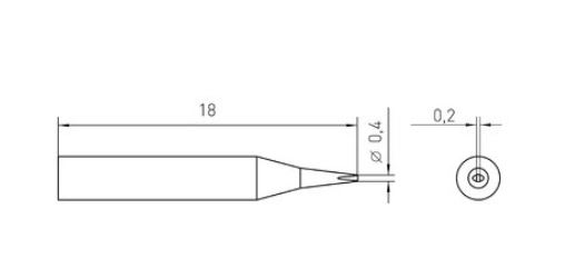 Punta conica dritta Weller, 0,4x0,15 mm, T0054461299N