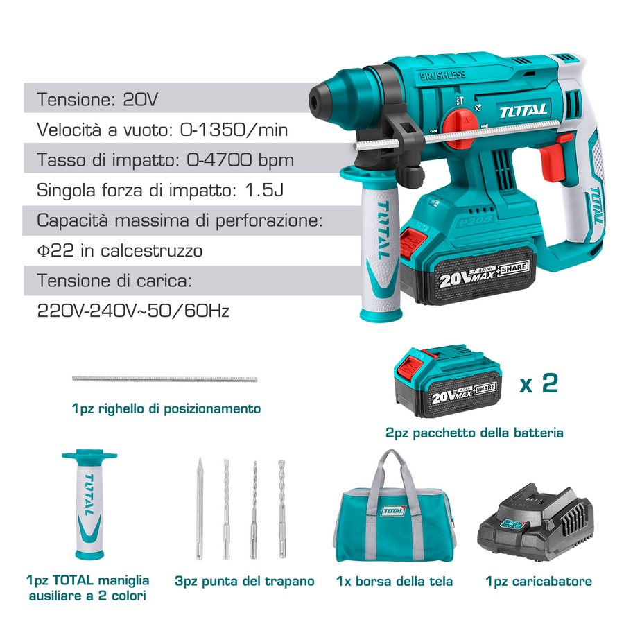 Martello rotativo 1,5J - One battery TRHLI22012