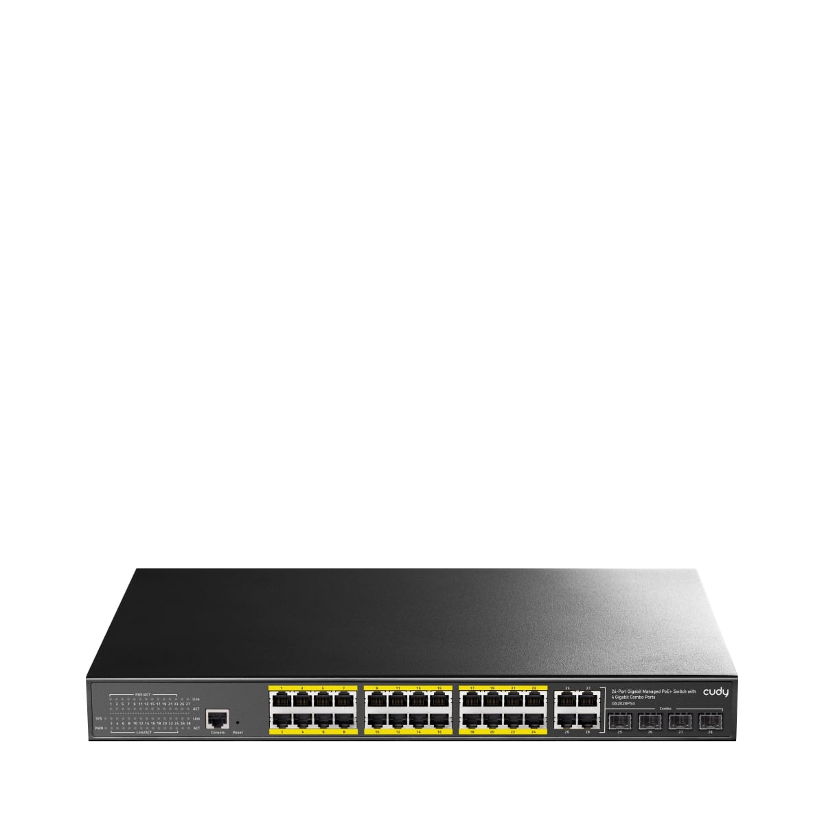 GS2028PS4-300W - 24-Port Layer 2 Managed Gigabit PoE+ Switch with 4 Gigabit Combo Ports, 300W