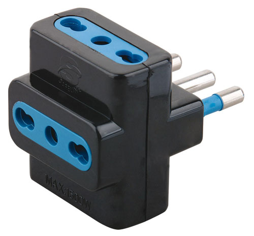 Adattatore di rete nero spina 2p+t 16a-n3 prese bipasso 10/16a MKC
