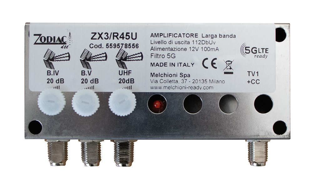 ZX3/R45U - Amplificatore DVB-T2  5G Free da palo con 3 ingressi, bande: IV - B.V - UHF
