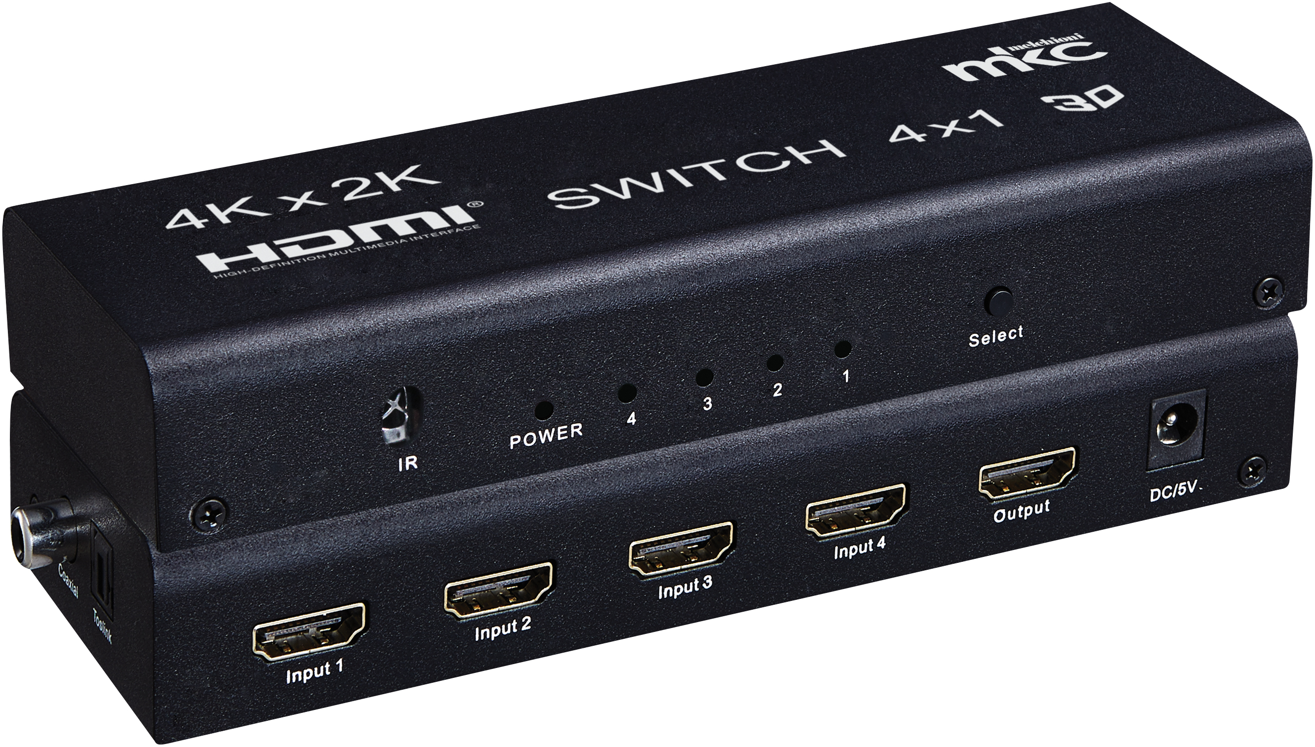 Selettore HDMI 4K 30Hz 4 IN × 1 OUT con estrattore audio mod. MK-DSW4-M