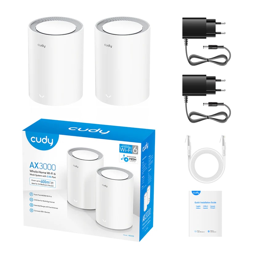 M3000(2-Pack) V2.0 - AX3000 Wi-Fi 6 Mesh  2.5G Solution