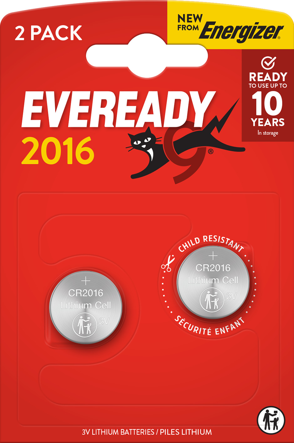 Eveready Lithium CR2016 blister da 2 pezzi
