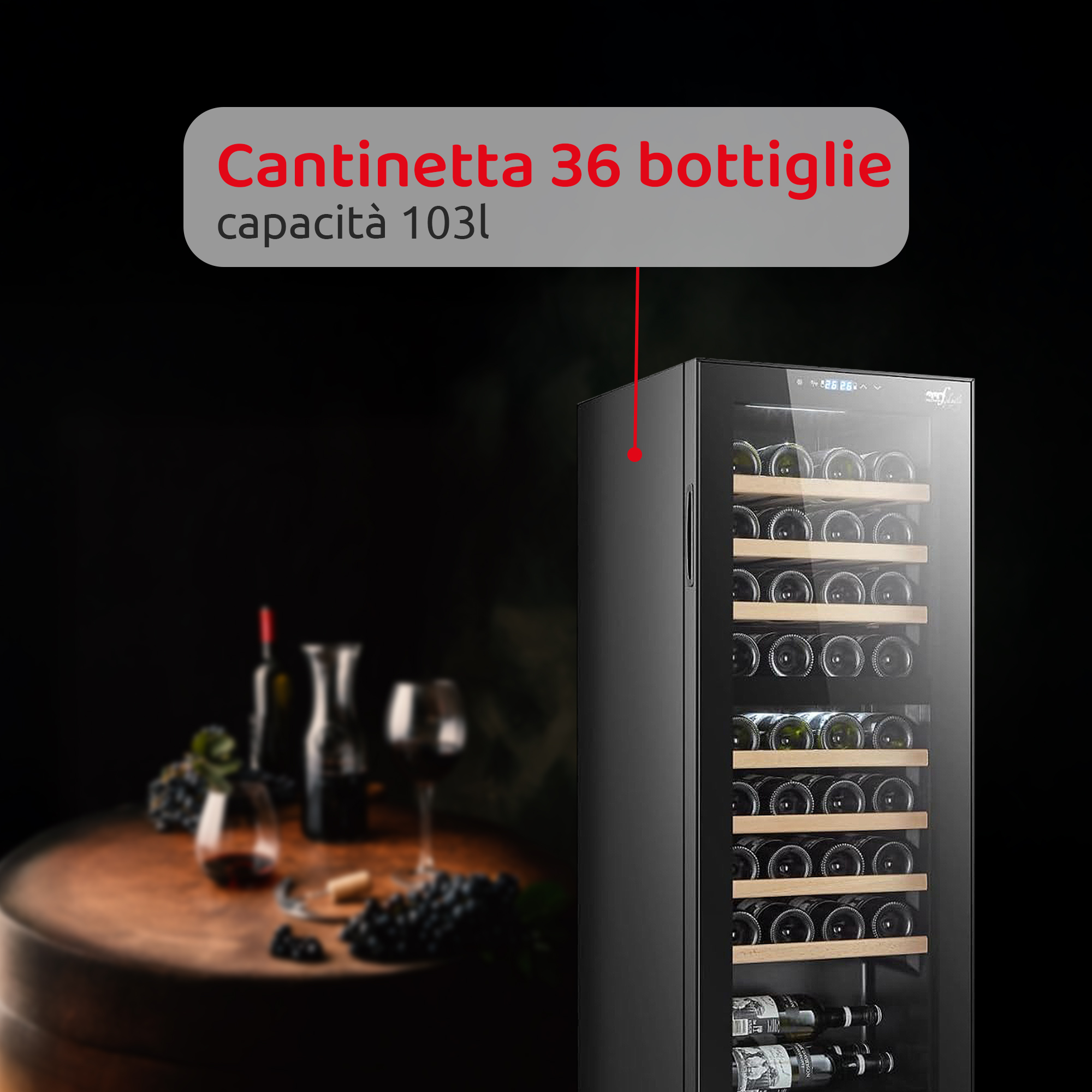 Cantinetta VERMENTINO 36 C DUAL -  36 bottiglie doppia temperatura con compressore