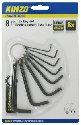 Set 8 pcs chiavi esagonali con anello portachiavi Kinzo