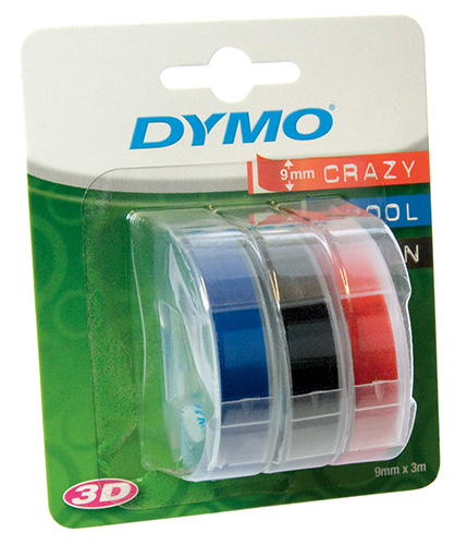Nastro A Rilievo In Blister Da 3 Pz. - Nero, Blu, Rosso