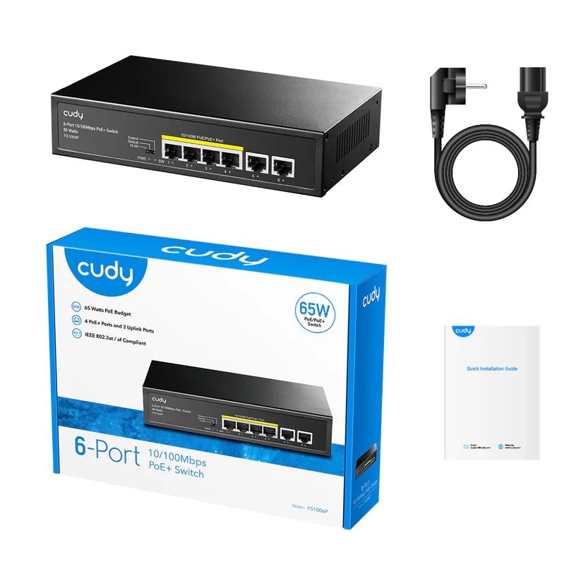 FS1006P - 6-Port 10/100M PoE+ Switch 60W