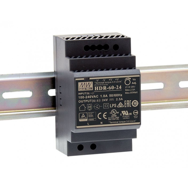 Convertitore monofase MEANWELL HDR-60-24 24V 60W