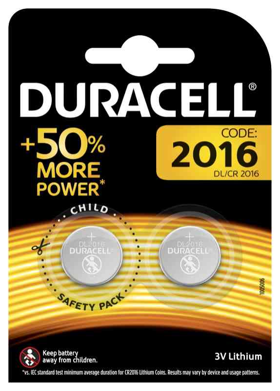 Batteria Duracell electronics CR2016 in blister da 2 pile