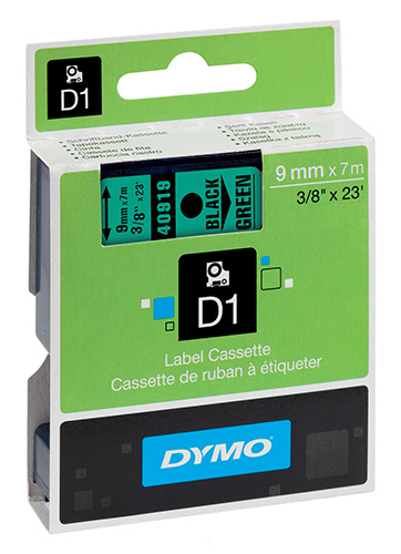 Nastro di scrittura D1 - 9 mm x 7 m Nero/Verde