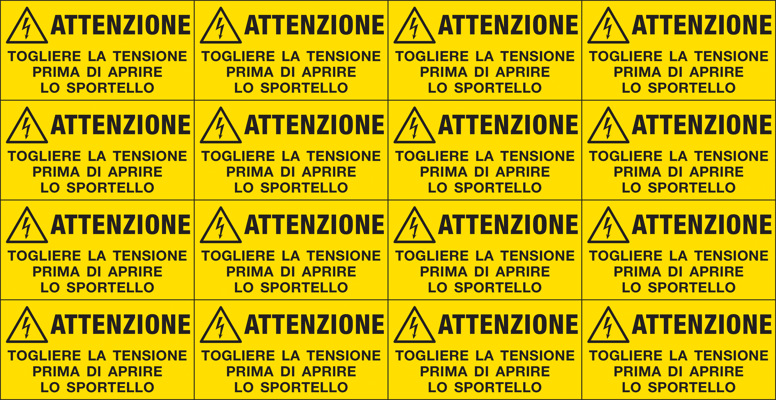 Cartelli Segnalatori E91590C 16 etichette autoades. Togliere la tensione