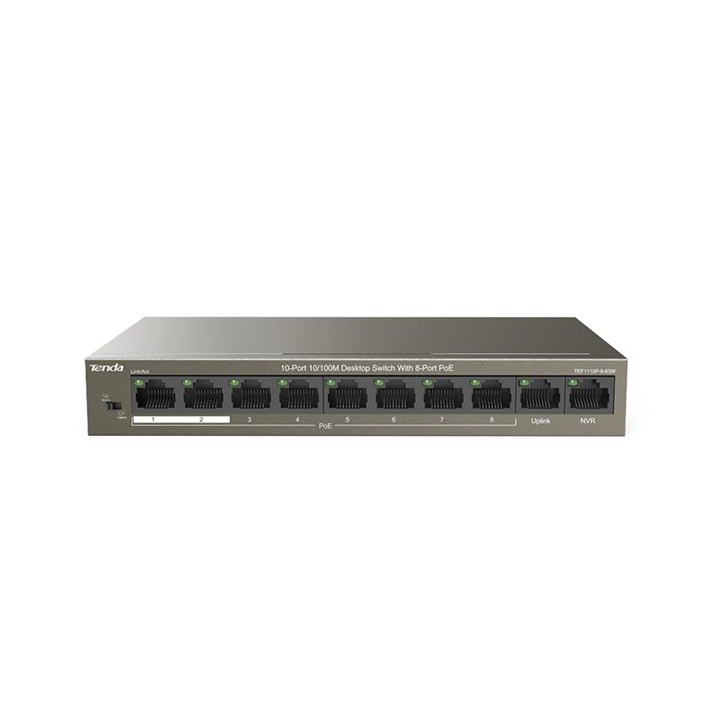 TEF1110P-8-63W - Switch 10-Port 10/100M Desktop Switch con 8-Port PoE