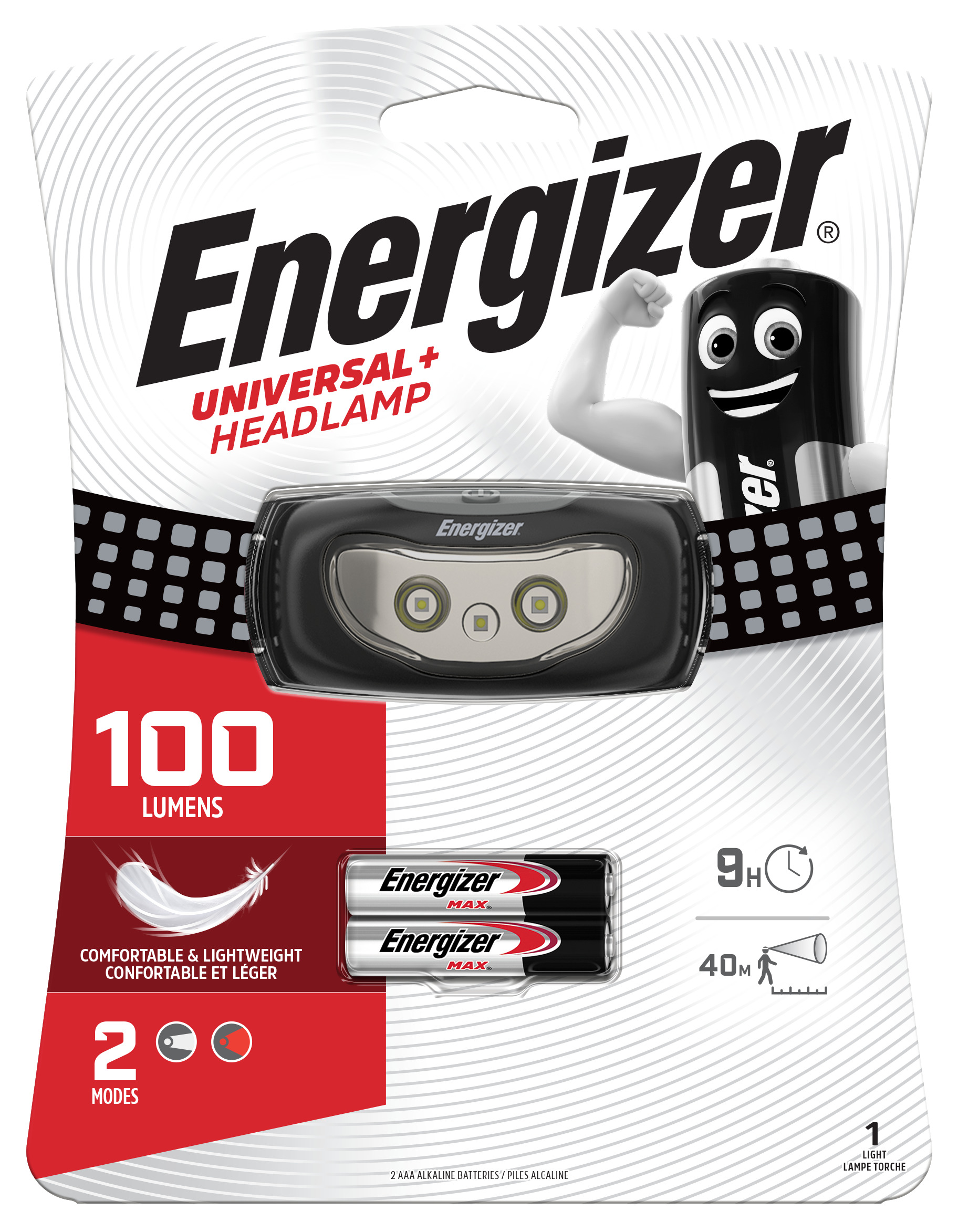 ENERGIZER EU Universal Plus Headlight+ 2AAA 100  lumens, tray&clp