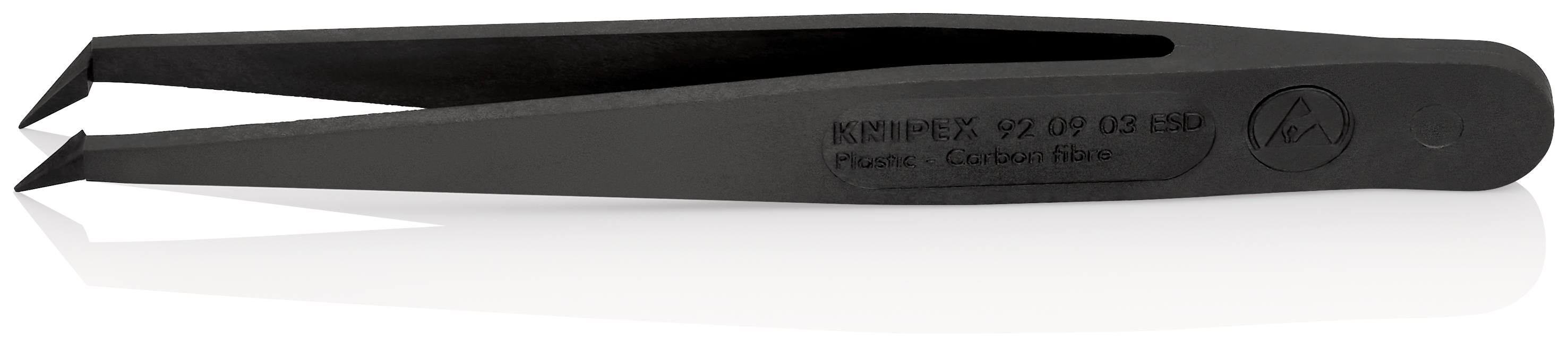 Pinzetta in resina sintetica ESD, nera 92 09 03 ESD, isolamento a 1000V