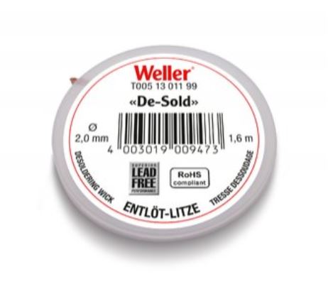 Treccia dissaldante 1, 6 m bobina, larghezza 2, 0 mm T0051301199 Weller