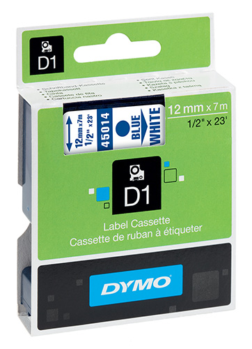 Nastro di scrittura D1 - 12 mm x 7 m Blu/Bianco