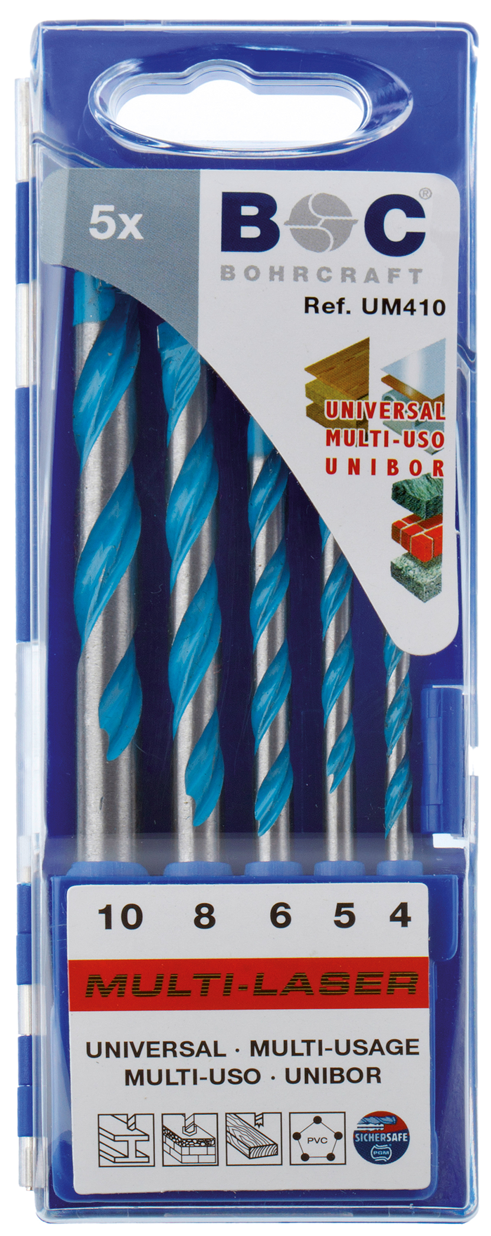 BOHRCRAFT 22701430005 Assortimento 5 pz. punte universali 4-5-6-8-10 mm