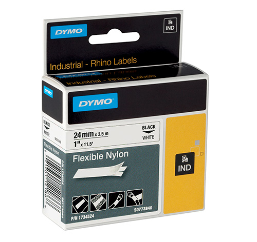 Rhino 24 mm - 24mm x 3,5m Nylon flessibile nero su bianco