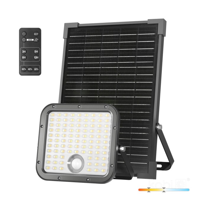 Faro solare MHCS PREMIUM 30W 2CCT IP65, con kit pannello solare 10W