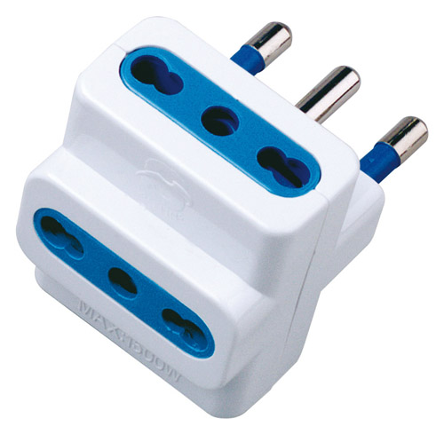 Adattatore di rete bianco spina 2p+t 16a-n3 prese bipasso 10/16a MKC