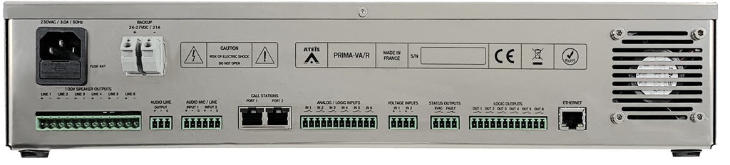 PRIMA-VARC - Controller digitale da 480 W con 6 amplificatori integrati in classe D e caricabatterie integrato.