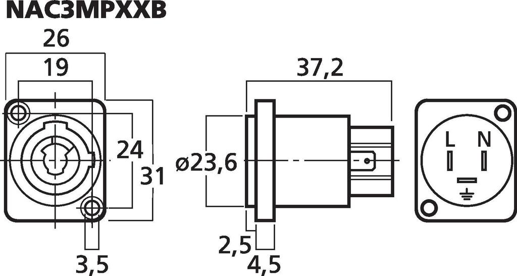 NAC3MPXXB - Presa PowerCon da chassis