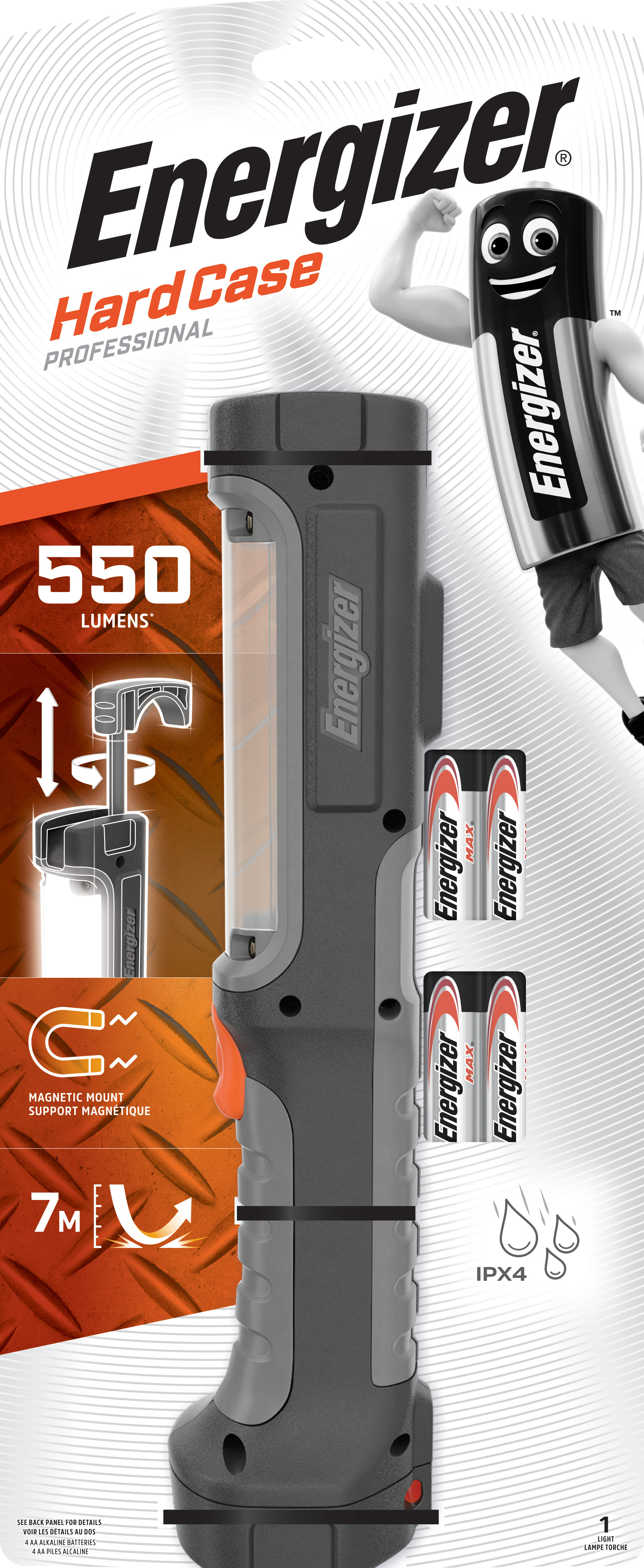 ENERGIZER EU Hard Case Pro Work Light 4AA 550 lumens, tray