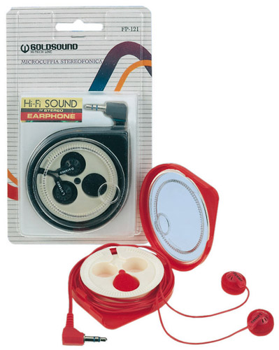 FP-121 - udicolari  cablati con mini jack stereo da 3,5mm, colore nero, con custodia rigida.