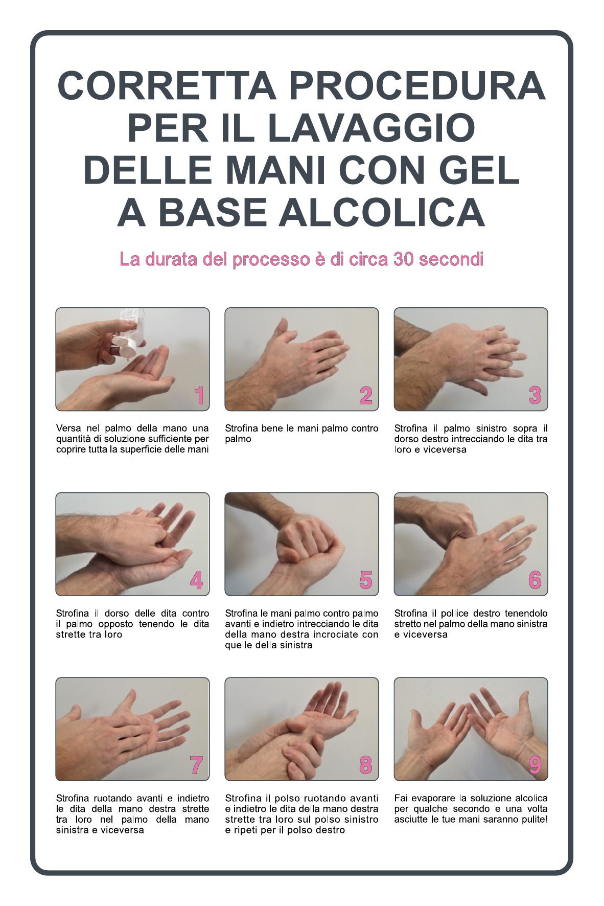 Cartello Alluminio 333x500 Lavaggio mani con GEL