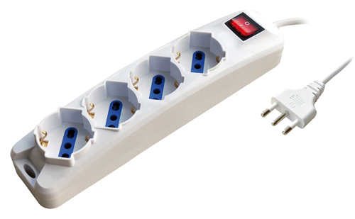 Multipresa elettrica da 4 posti con interruttore e cavo da 1,5mt, Mod SL3504