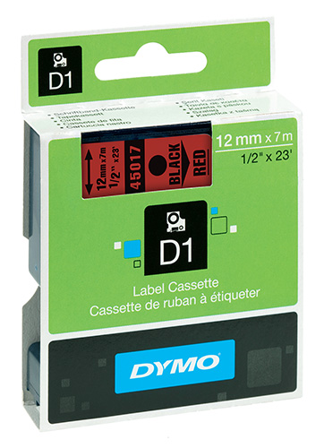 Nastro di scrittura D1 - 12 mm x 7 m Nero/Rosso