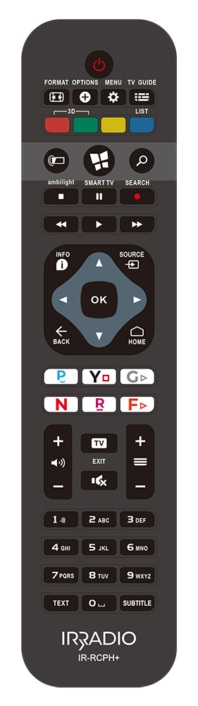 Telecomando dedicato compatibile con tutte le TV e SMART TV LCD/LED PHILIPS, Mod. IR-RCPH+