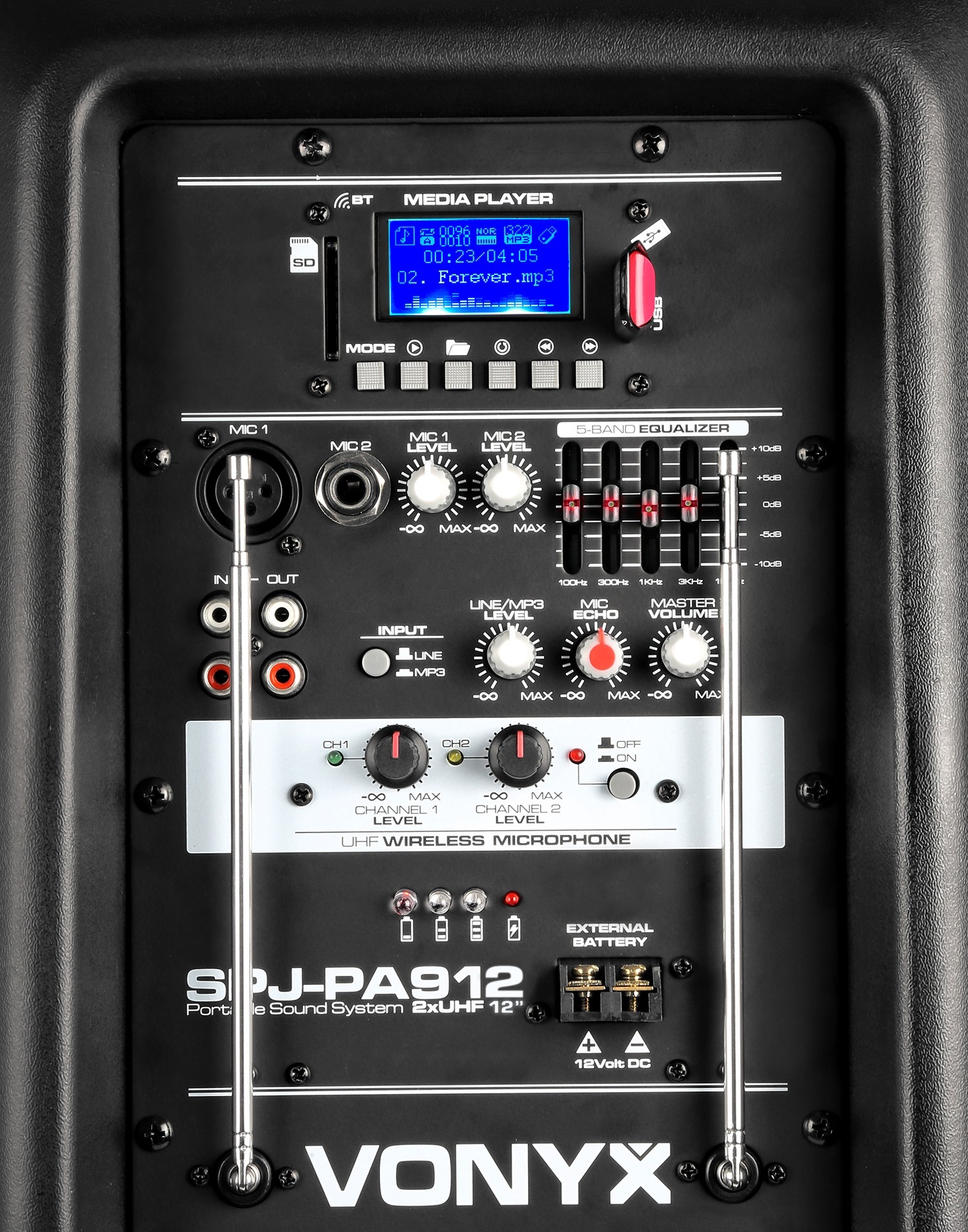 Sistema portatile 500W, 2 radiomicrofoni UHF mod.  SPJ-PA912