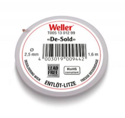 Treccia dissaldante 1,6 m bobina, larghezza 2,5 mm T0051301299 Weller