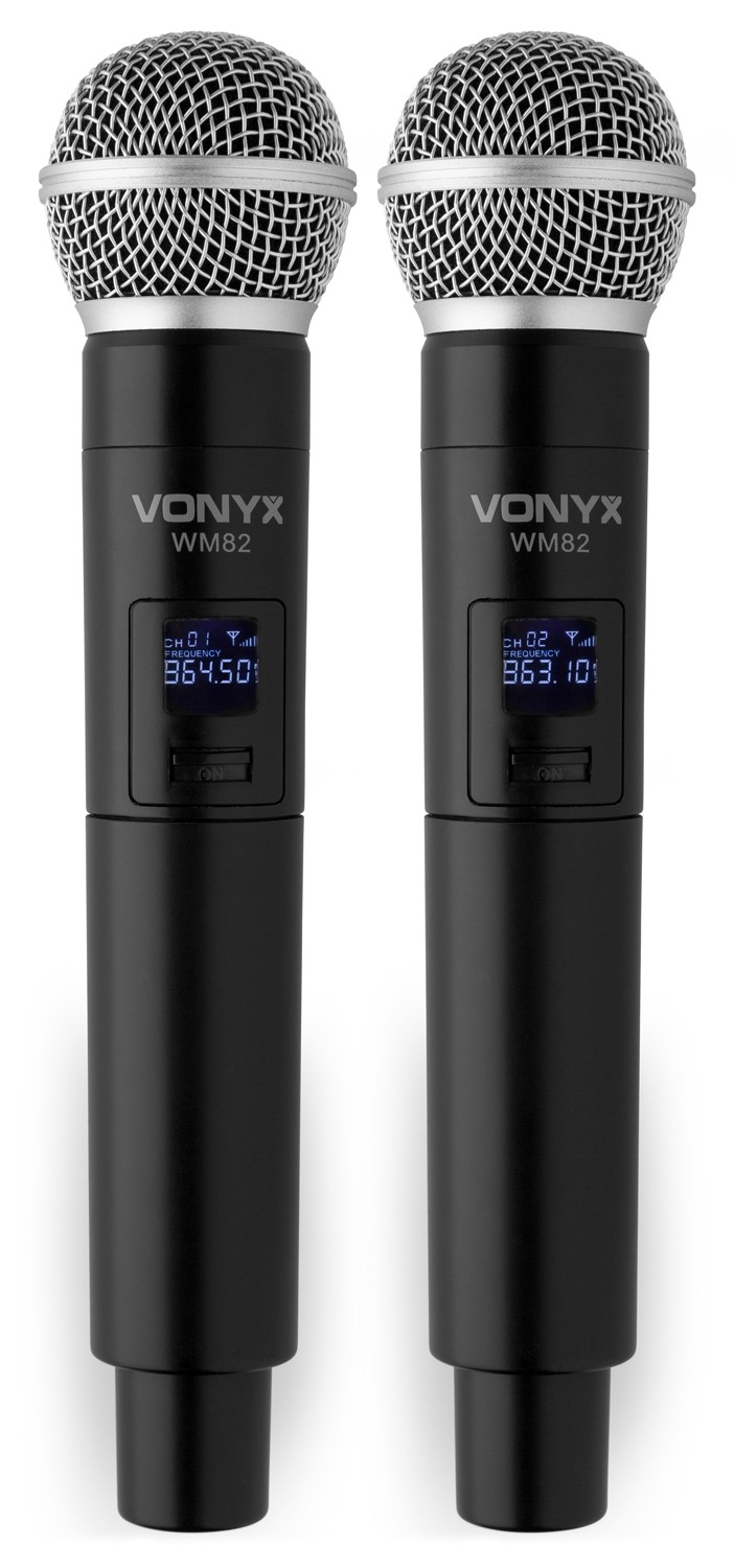 WM82 Set microfonico wireless a 2 canali digitali UHF, con due microfoni palmari